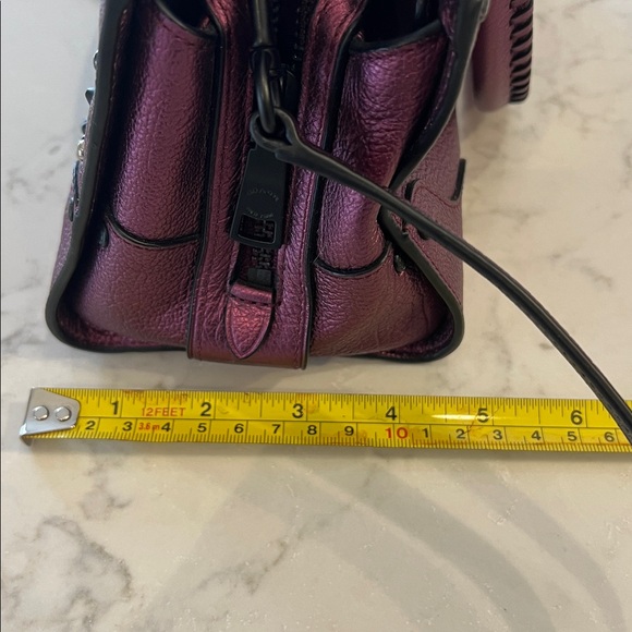 Coach Metallic Plum Star-Studded Mercer Satchel - Picture 11 of 12